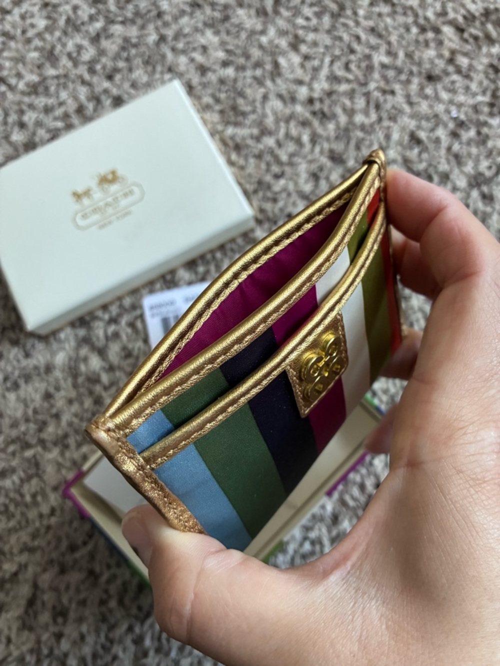 Coach Julia Legacy Stripe Id Credit Card Case Wallet Multicolor - Picture 5 of 5
